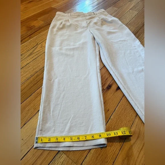 Wilfred Aritzia High Rise Pleated Wide Leg Trouser Pants Womens Size 12 Ivory - Picture 15 of 15